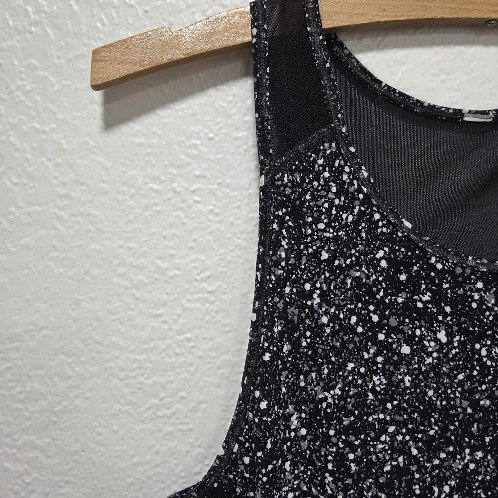 Lululemon Sculpt Tank Top Splatter White Black Mesh Athletic Workout Size 4 - Picture 3 of 14